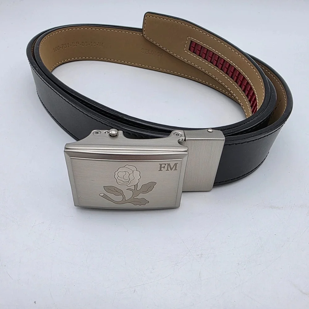 NexBelt Golf‎ Genuine Leather Black The Belt Without Holes Ratchet Rose Buckle